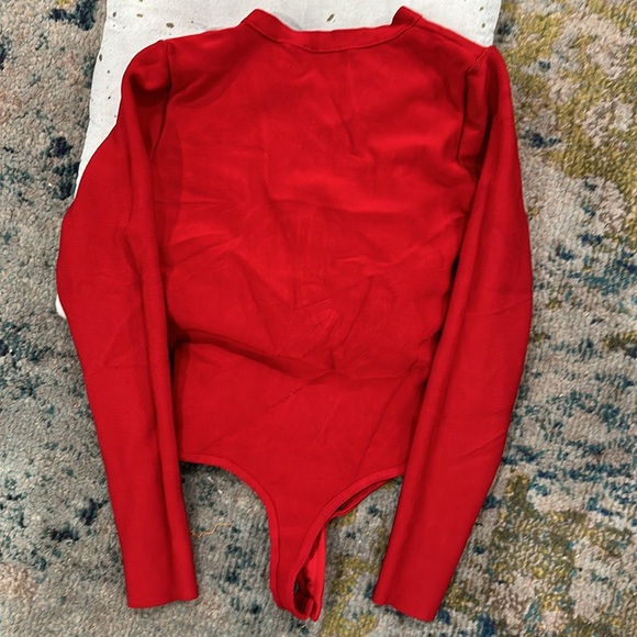 BEBE ✨ Red Body Con bandage Cut Out Bodysuit Size Small S - Picture 4 of 6
